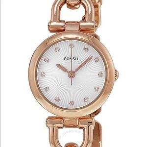 EUC FOSSIL Olive Rose Gold Steel Link Ladies Watch